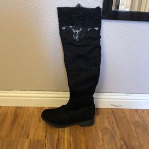 Black over the knee flat boots